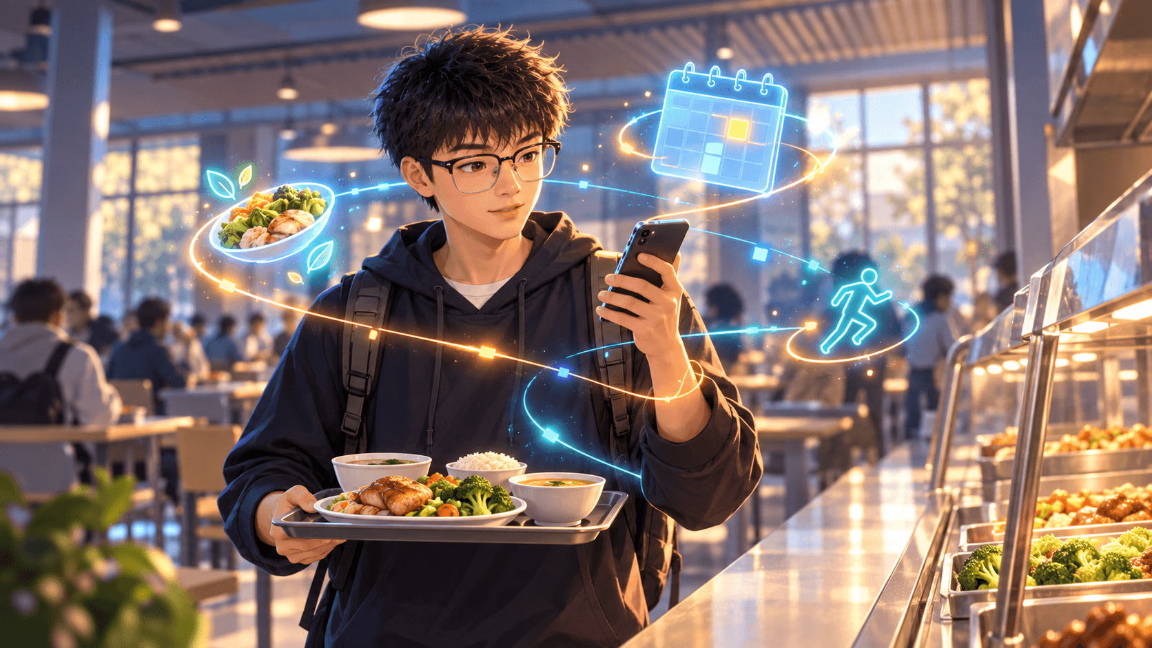 学生在食堂处理生活中的选择